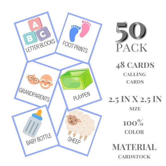 Baby Shower Games - 50 Boards Boy - Baby Gender Reveal Games - Party Gifts I - Picture 3 of 4